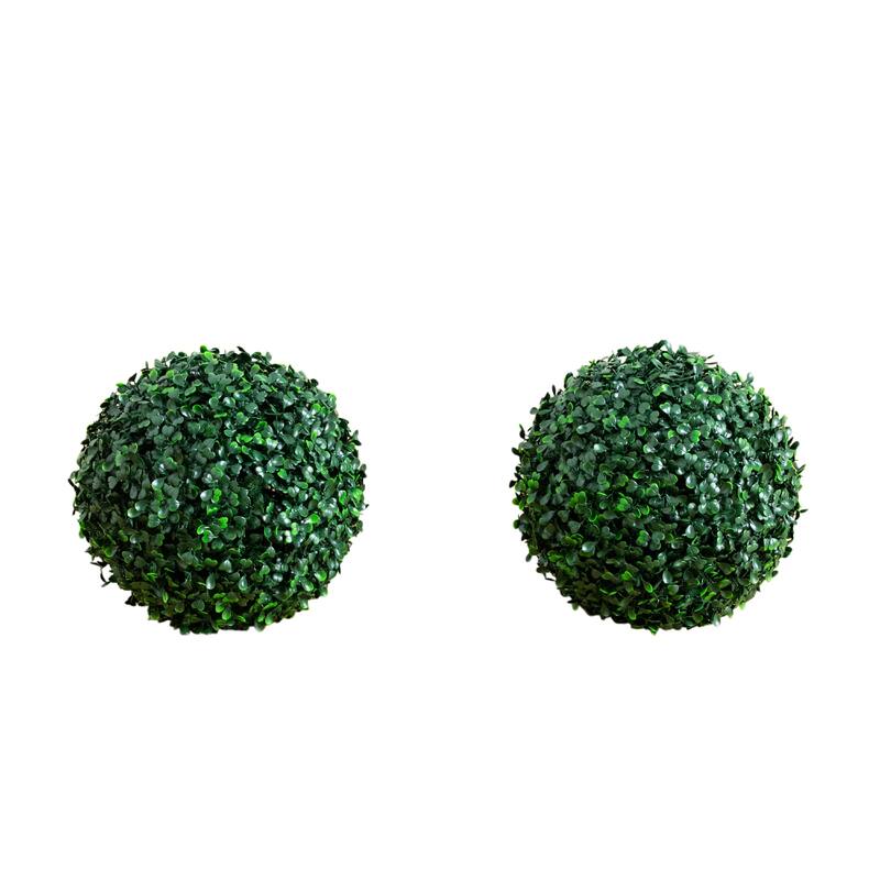 10-in UV Resistant Artificial Boxwood Ball (Indoor/Outdoor) - Set of 4 - Green