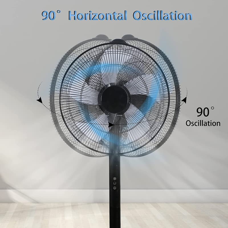 Black 14.5in Adjustable 12 Levels Speed Pedestal Stand Fan with Remote Control