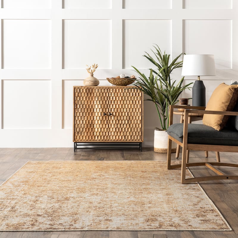 Nuloom Harlow SpinClean Printed Faded Vintage Flatweave Area Rug