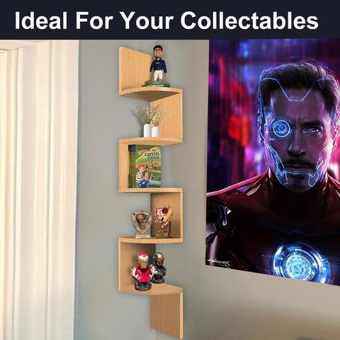 NOVA FURNITURE 5 Tiers Floating Wall Mount Corner Bookshelves&Bookcase, Home Decor Display Shelves,Space saving