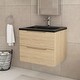 preview thumbnail 58 of 66, Wall-Mounted Bathroom Vanity in Evita Oak with Integrated Black Sink