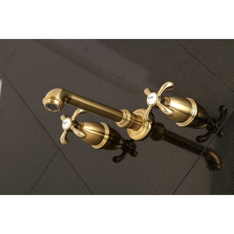 Kingston Brass French Country Two-Handle 3-Hole Wall Mount Bathroom Faucet