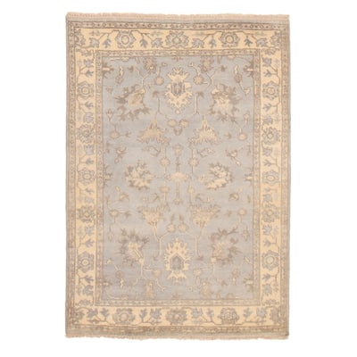 ECARPETGALLERY Hand-knotted Royal Oushak Light Grey Wool Rug - 4'1 x 5'10