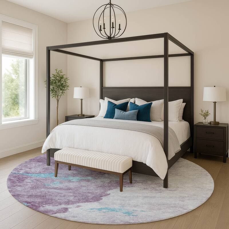 Premium Washable Super Soft Modern Storm Mayfield Rug - Lavender - 8' x 8'