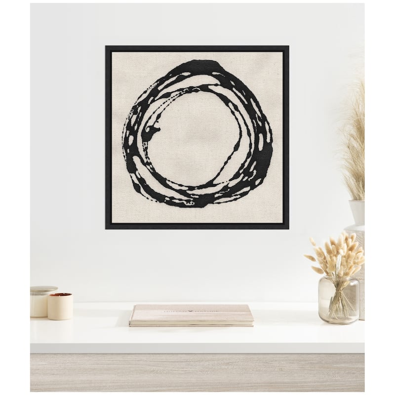 Kate and Laurel Sylvie Flowing Circle Abstract 2 Framed Canvas by The Creative Bunch Studio