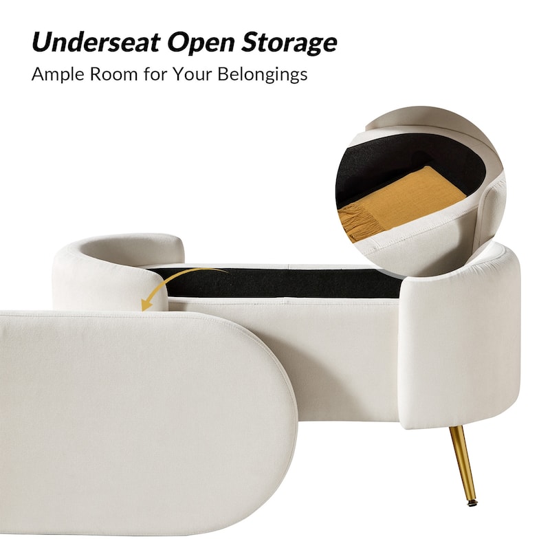 Clara 39.4" Wide Storage Bench with Metal Legs