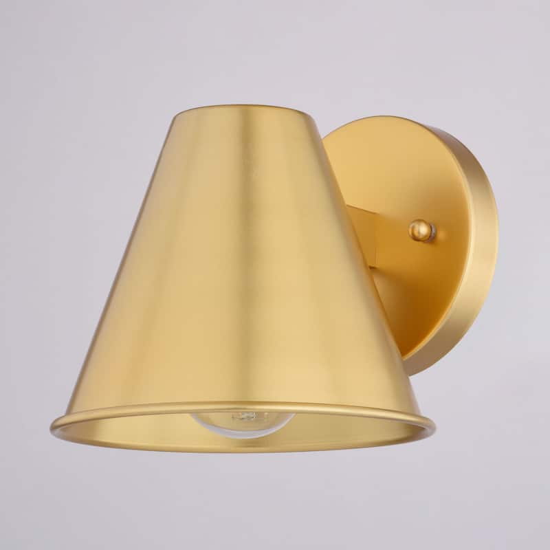 Smith 1-Light Modern Contemporary Indoor-Outdoor Wall Sconce with Metal Cone Shade, Dark Sky Compliant