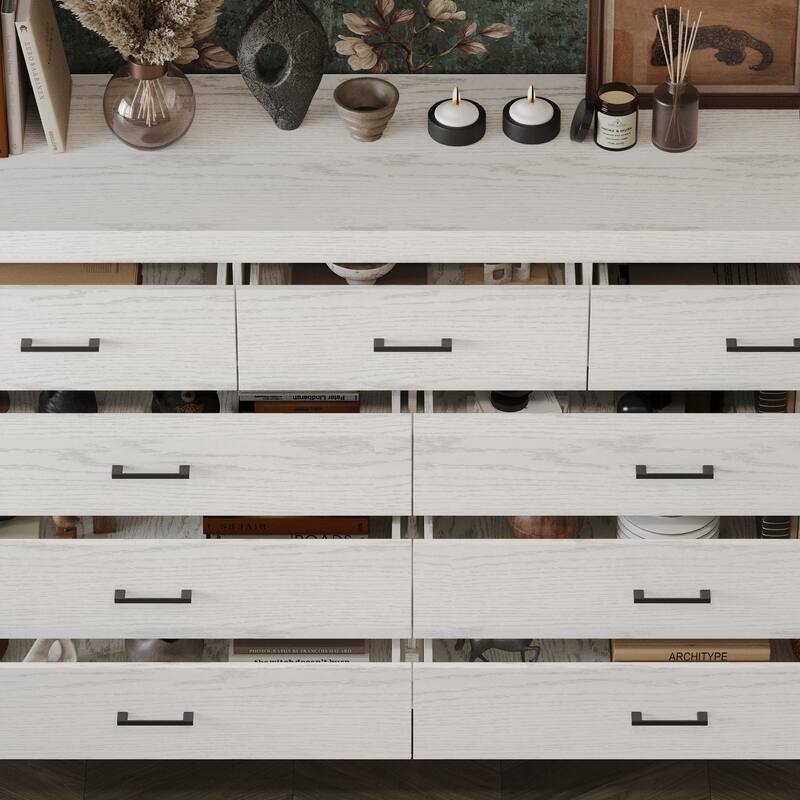 Elegant Wood - grain Nine - drawer Dresser: Spacious Storage, Modern Design & Quality Details