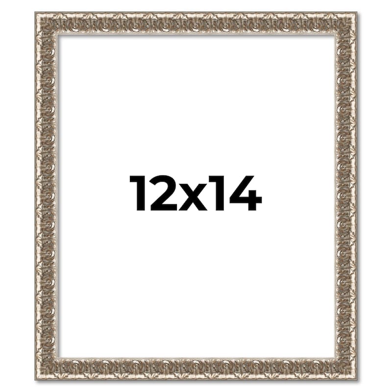 12x14 Frame Silver Versailles Ornate Solid Wood Picture Frame | 1 Inch