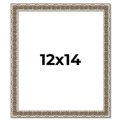 12x14 Frame Silver Versailles Ornate Solid Wood Picture Frame | 1 Inch