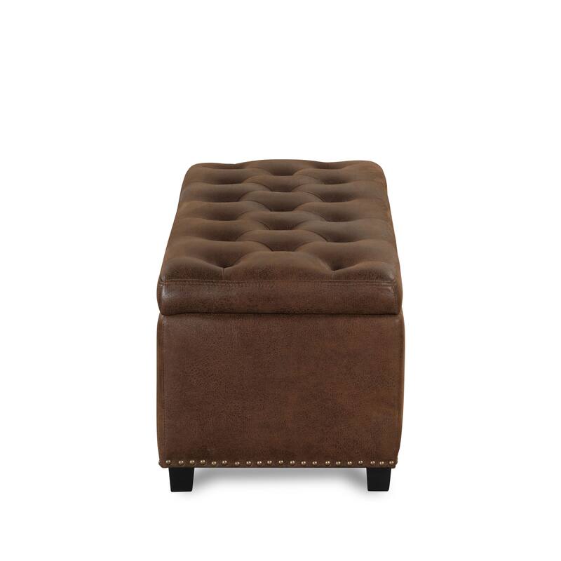 DH Basic Modern Brian 48-inch Rectangular Linen Storage Ottoman Bench by Denhour