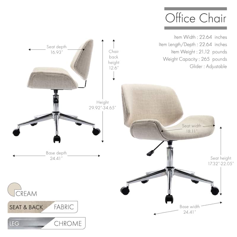 Porthos Home Orli Faux Leather or Fabric Mid-Century Office Chair
