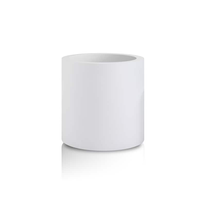 Plantara 13" D Solid White Concrete Outdoor planter,Flower pot, Modern Round Plant pot for Garden with Drainage Hole