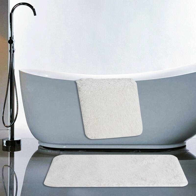 2 Pc Set PV Rug Soft Furry Shag Plush Non-Slip Bath Mat 17x24 & 20x30
