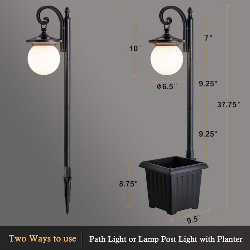 C Cattleya Integrated LED Solar Outdoor Post Light with Planter