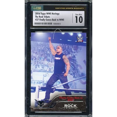 The Rock Dwayne Johnson 2016 Topps WWE Return Wrestling Card #27 Graded CSG 10 - 8'6" x 11'6"