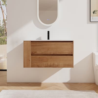 36" Wall Mounting Bathroom Vanity With Ceramic Sink