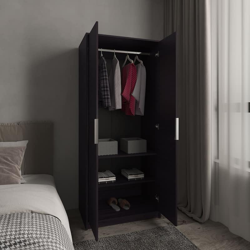 Blackden Armoire Double Door, Black - N/A - Black