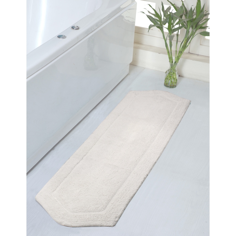 Evideco Off White Microfiber Polyester Double Sink Bath Mat Runner - 48L x 20W