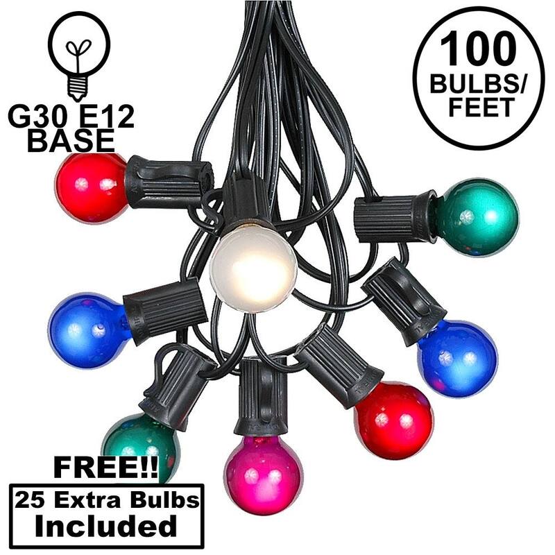 100 Foot G30 Outdoor Globe Patio String Lights - Set of 125 G30 Globe Bulbs - Multi