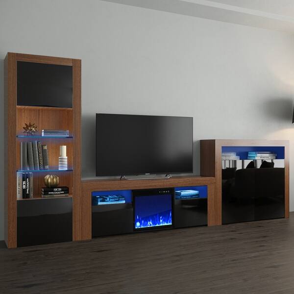 Shop Milano Set 145ef Bk 2d Electric Fireplace Modern Wall Unit