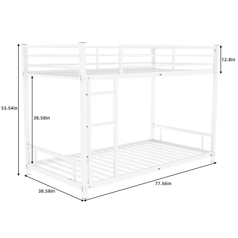 Heavy-duty Sturdy Metal Metal Twin over Twin Bunk Bed