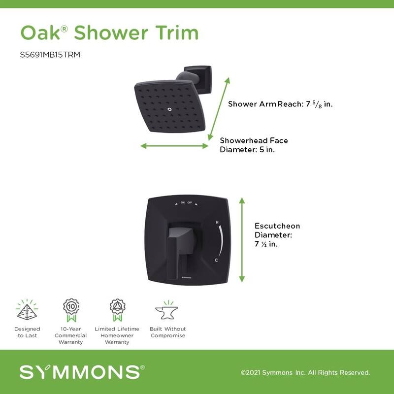 Symmons S569115TRM Oak Shower Only Trim Package with 1.5 GPM Single