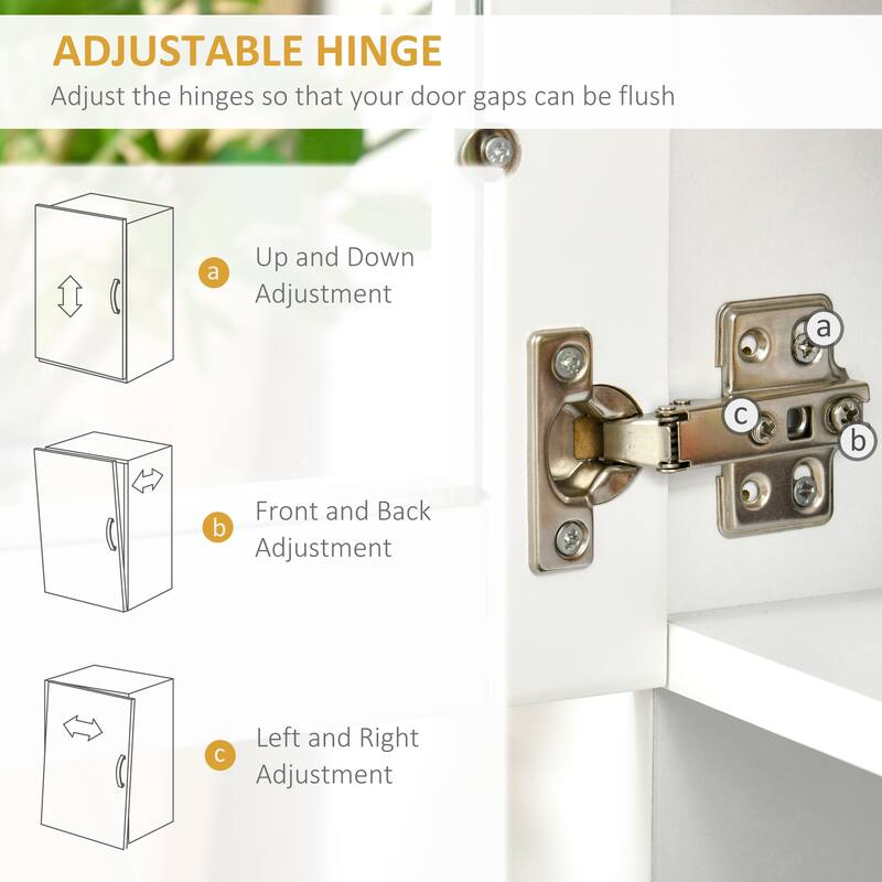 HOMCOM Modern Kitchen Pantry with Buffet Cabinet, Cupboard with Framed Glass Doors and Shelves, White