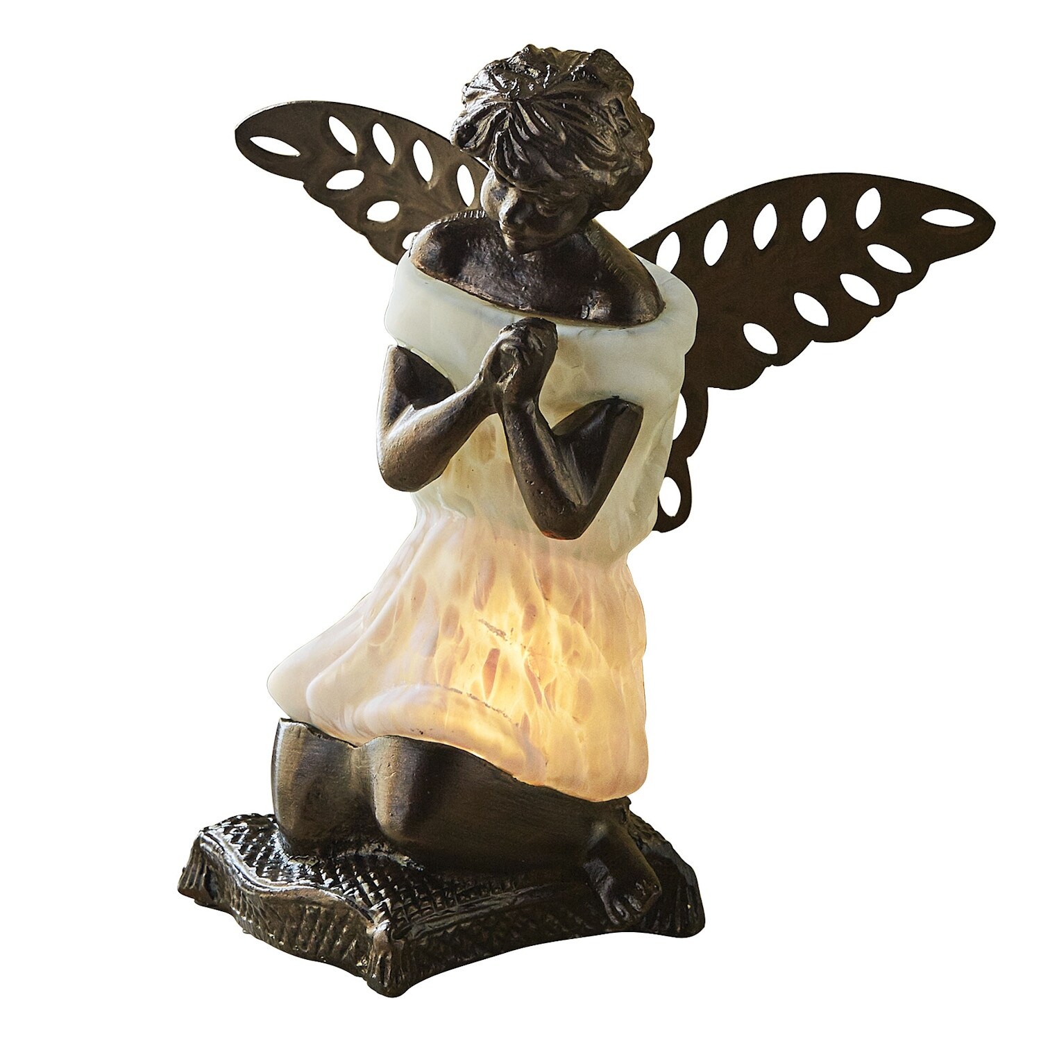 Shop Art Artifact Guardian Angel Accent Lamp Glass And Iron