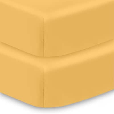 BreathableBaby Cotton Percale Fitted Sheet, For 52" x 28"/132 x 71 cm Crib & Toddler Bed Mattress, Solids (2-Pack)