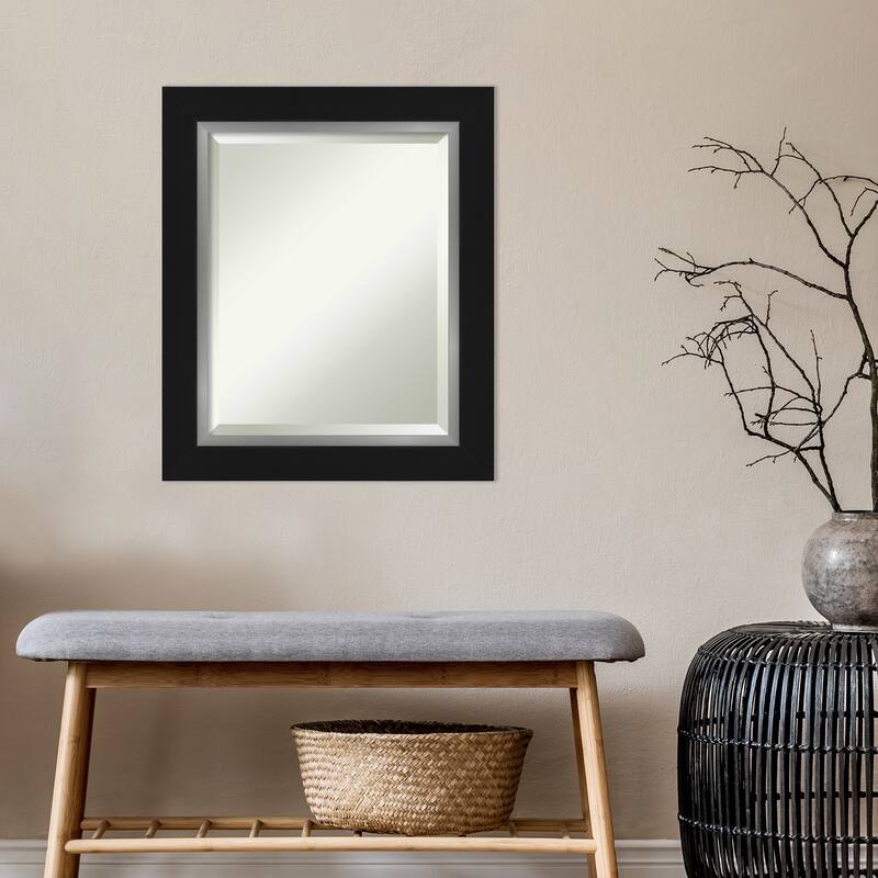Beveled Wall Mirror - Eva Black Silver Frame