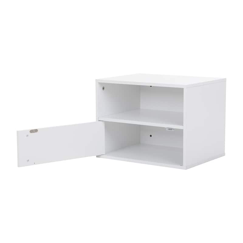 Wall-Mounted Wood Nightstand with Swing Door (Set of 2)