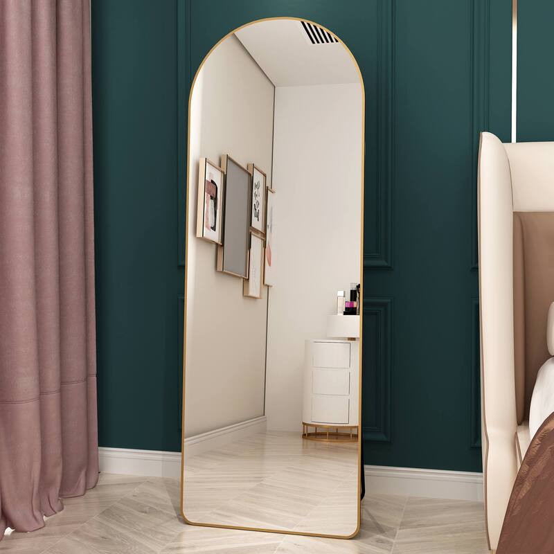 64.9" * 23.2" Aluminum Alloy Metal Frame Arched Wall Mirror, Bathroom Makeup Mirror, Bedroom Porch, Clothing Store