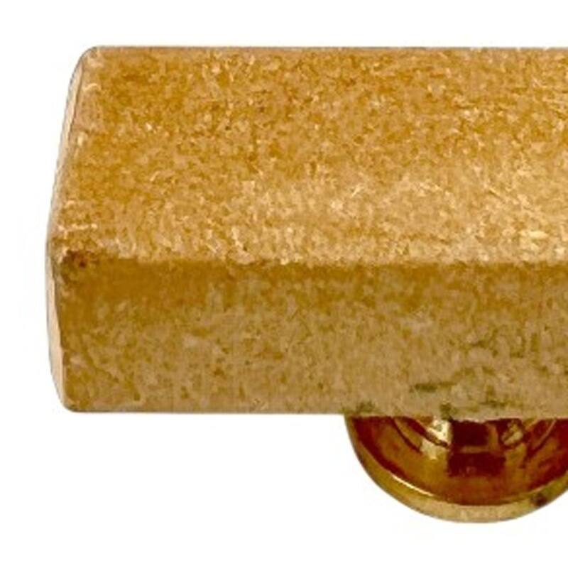 HomeRoots Set of Six Brown Rectangle Knob Stone Drawer Pull Knobs - 5.10 in. x 5.10 in. x 2.60 in.