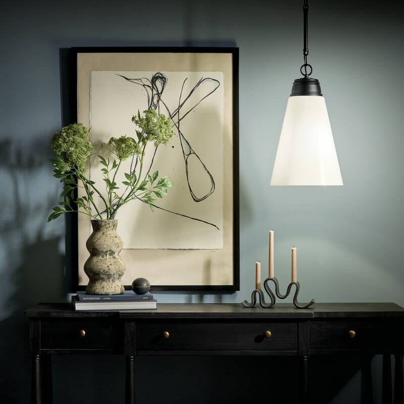 Kichler Lighting Marsailli 19" 1-Light Medium Pendant with Opal Glass in Black - 11.5