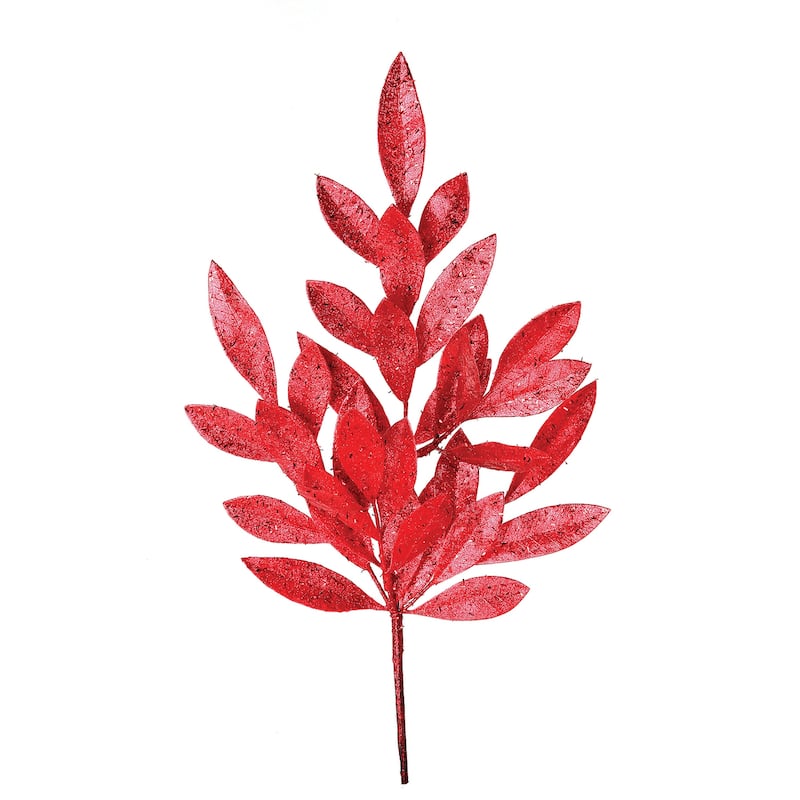 21" Glitter Sparkling Bay Leaf Spray Set of 4 - 21-Inch