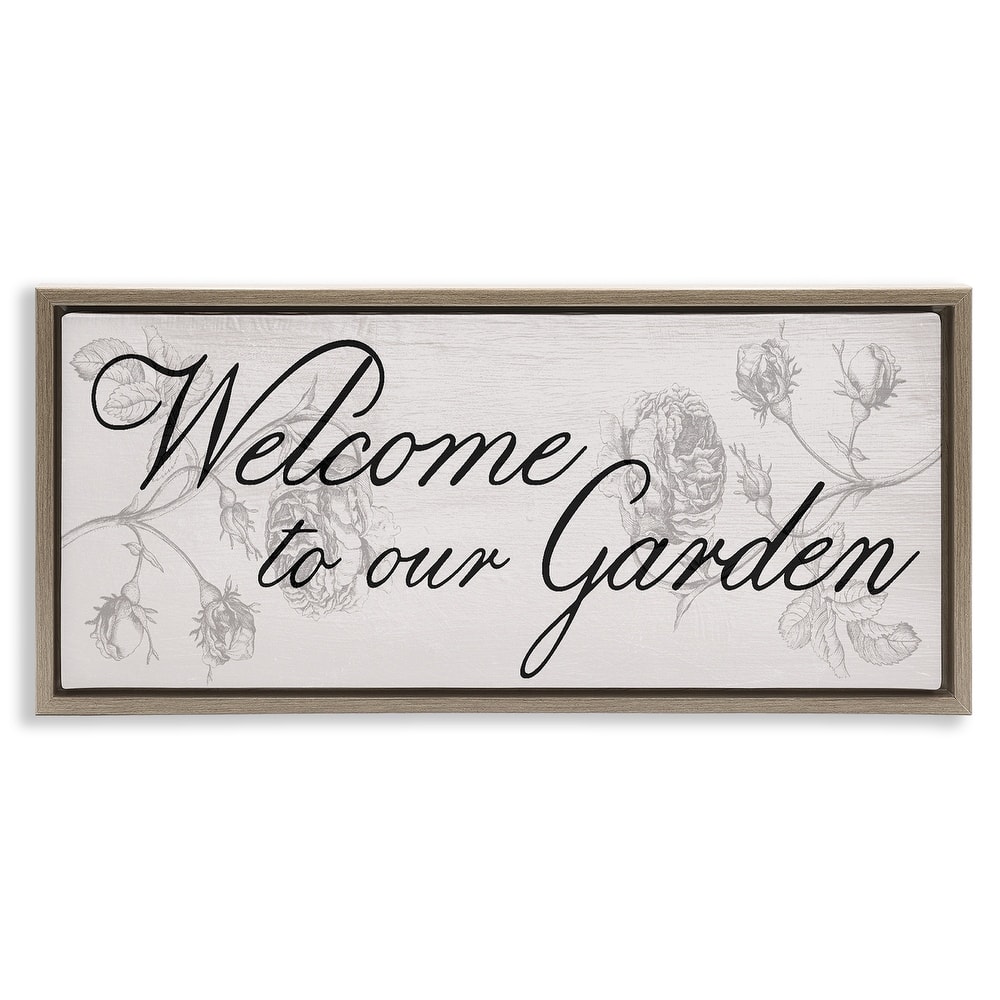 Stupell Vintage Welcome To The Garden Framed Floater Canvas Wall Art Design By Lil' Rue