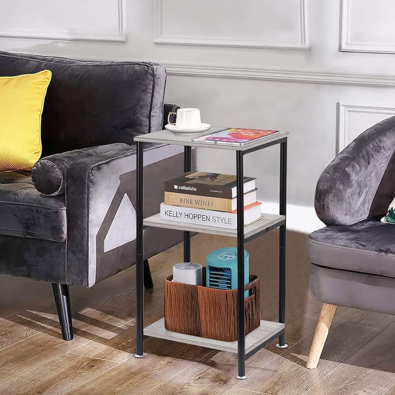 3-Tier Tall Side Table - Grey