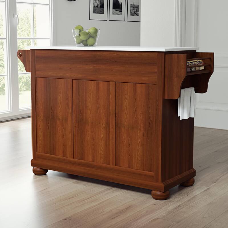 Kitchen Island Cart with Stone Top & Storage - Portable Kitchen Furniture for Modern Homes