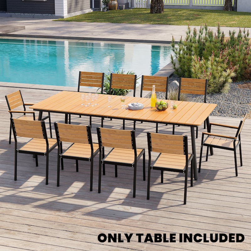 Crestlive Products Outdoor Rectangle Aluminum Dining Table with Umbrella Hole - Brown - 94.49 inches long