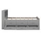 preview thumbnail 12 of 12, Twin Size Platform Kids Bed Frame with Storage Headboard, USB, Twin Size Trundle and 3-Drawers for Bedroom, Grey