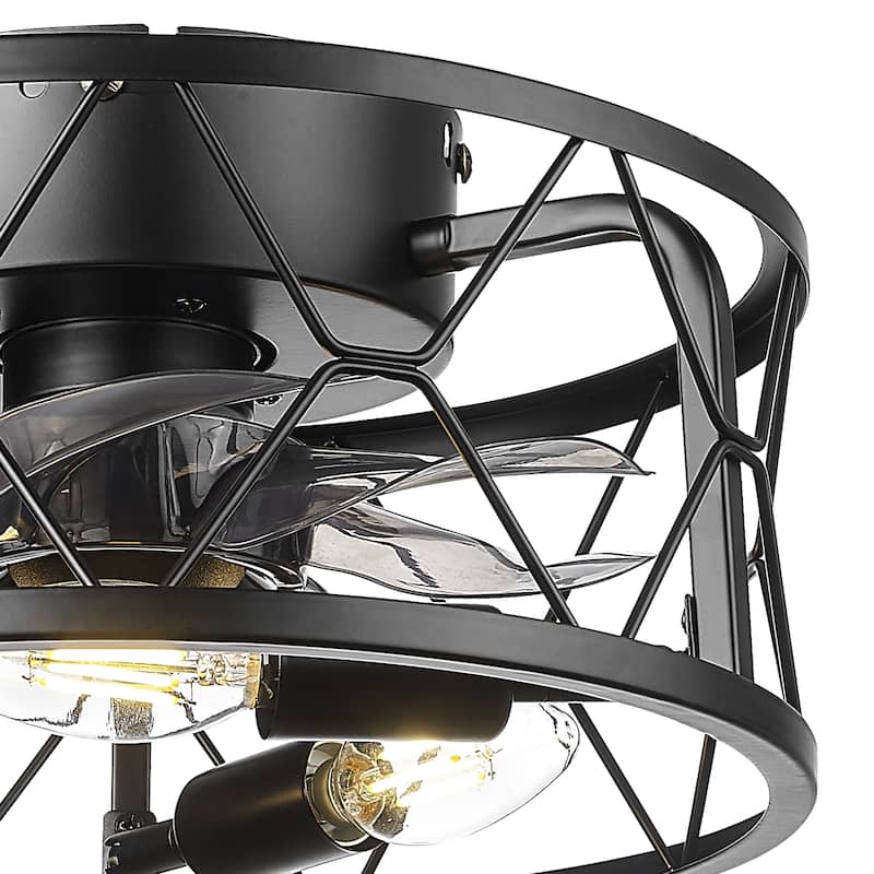 12 Inch Farmhouse Caged Ceiling Fan with Remote Control - 12 Inches