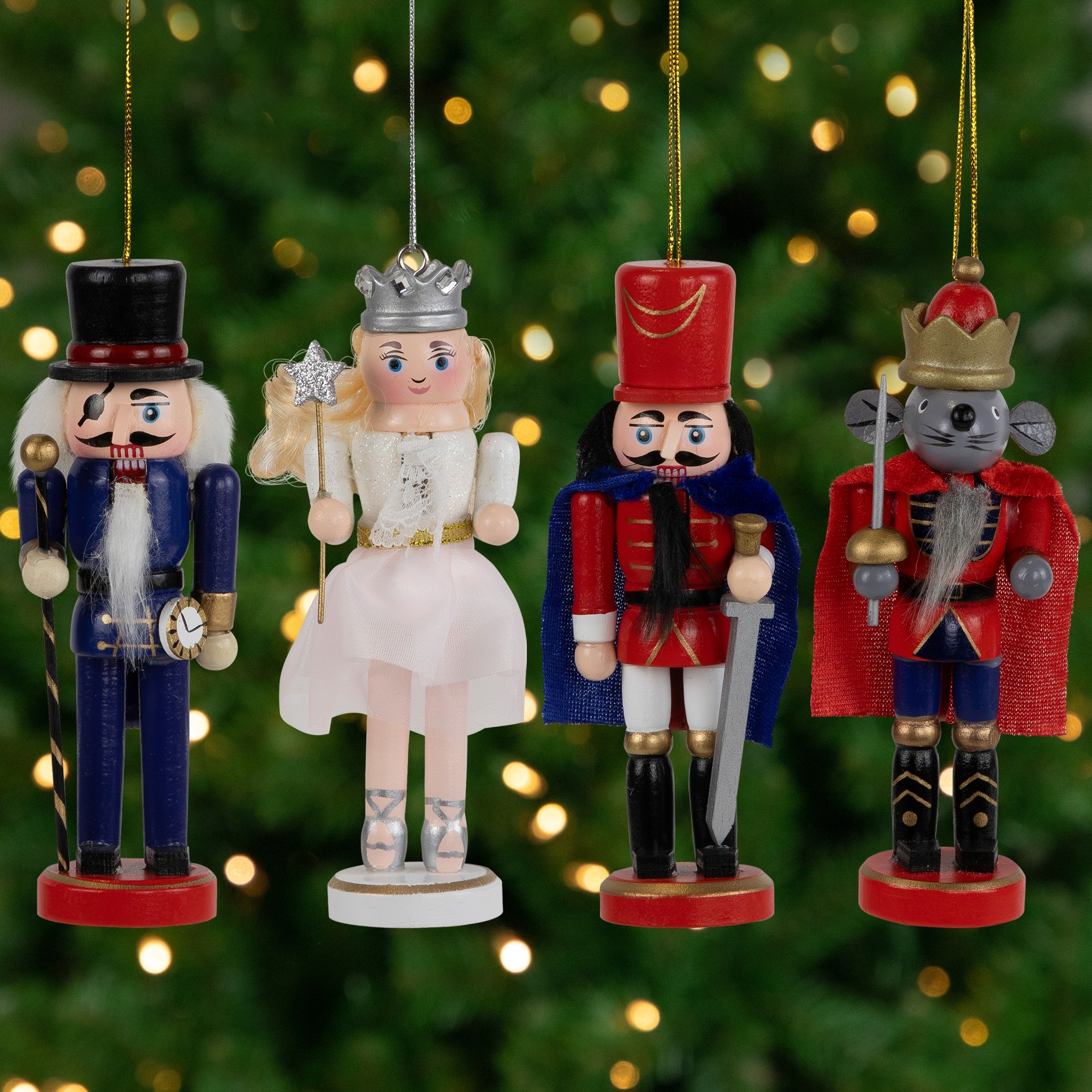 The Nutcracker Suite Character Ornaments 5.25" Red Blue Set of 4