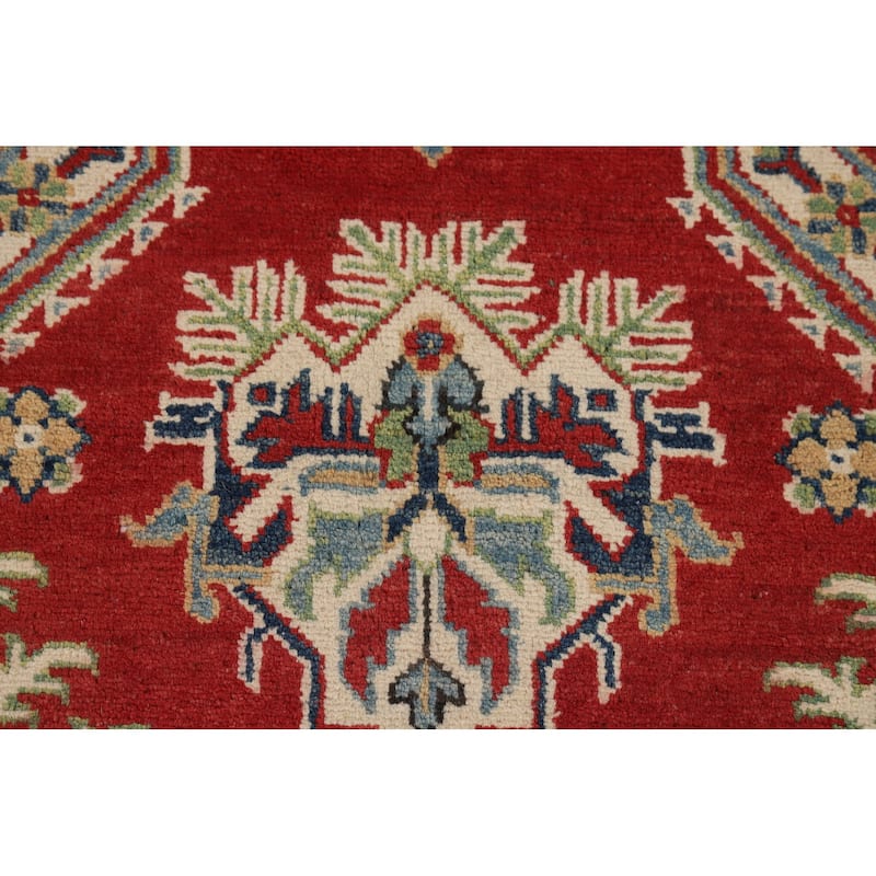 Hand Knotted Oriental 100% Wool Carpet Traditional Geometric Red Kazak Area Rug - 10' 0'' X 7' 11''