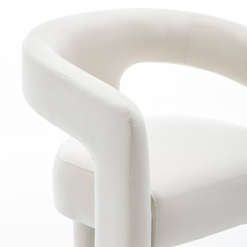 SEYNAR Modern Velvet 34.6''H Fixed Height Open-Back Bar Stool with Metal Footrest Set of 2