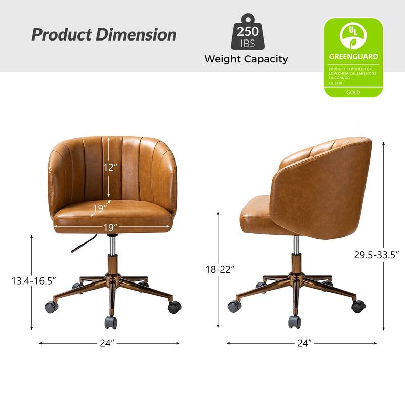 Gia Mid-century Modern Vegan Leather Ergonomic Office Chair by HULALA HOME