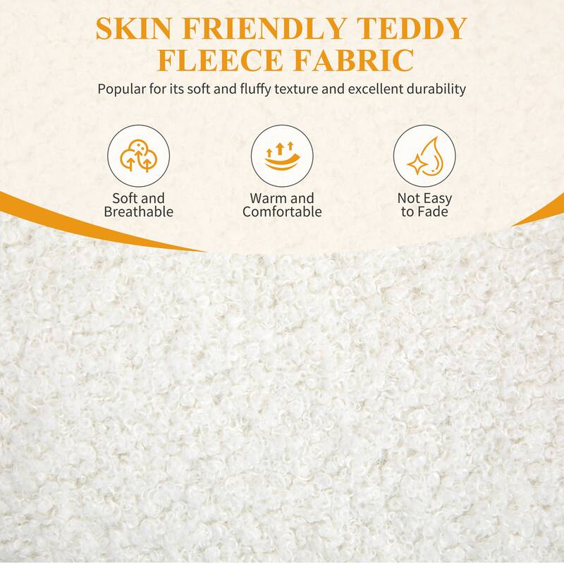 XINMICS 29.7" Donut Teddy Fleece Fabric Pouf Ottoman