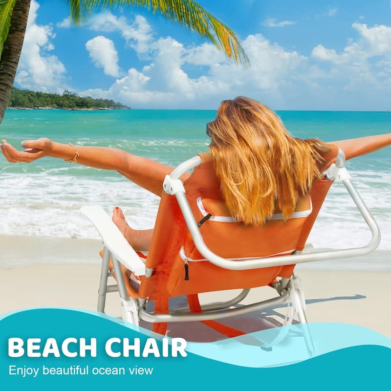 BOSSIN Backpack Beach Chairs for Adults,Adjustable high Beach Lounge Chairs with Towel Rack for Outdoor,Travel