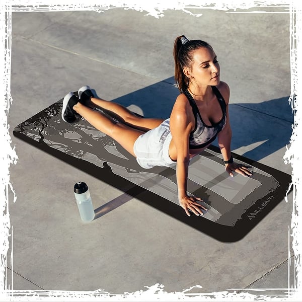 dimension image slide 5 of 8, Millenti Yoga Mat, 6mm Thick Suede & TPE Texture Material
