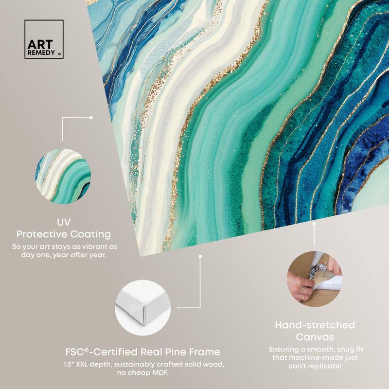 Blue Green Abstract Agate I Canvas by Art Remedy, Gallery Wrapped
